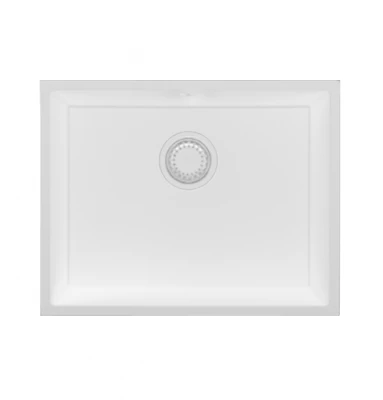 GraniteMy Universal granite white sink 55x40 cm white countertop, undermount, and flush mount with white plug 1208967153