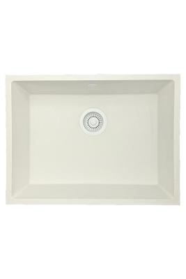 GraniteMy Universal granite white sink 55x40 cm white countertop, undermount, and flush mount with white plug 1208967153
