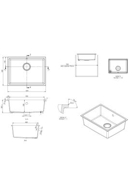 GraniteMy Universal granite white sink 55x40 cm white top-mount, under-mount, and flush-mount with golden plug 1208967155