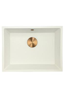 GraniteMy Universal granite white sink 55x40 cm white top-mount, under-mount, and flush-mount with copper plug 1208967156