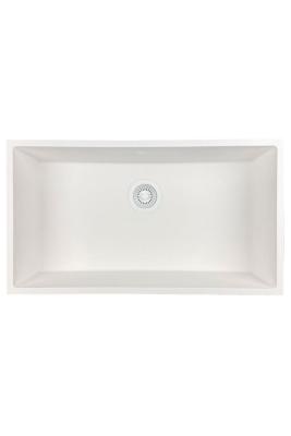 GraniteMy Universal granite large white sink 74x40 cm white top-mounted, undermount and flush-mount with white plug 1208967160