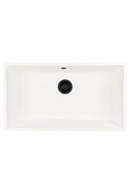 GraniteMy Universal granite large white sink 74x40 cm white top-mounted, undermount and flush-mount with black plug 1208967161