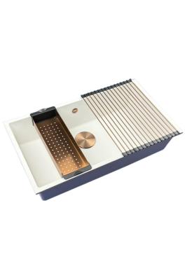 GraniteMy Universal granite large white sink 74x40 cm white top-mounted, undermount and flush-mount with copper plug 1208967162