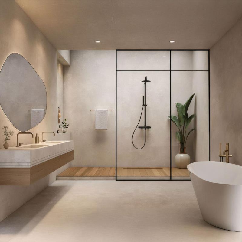 Combinación de ducha Waterevolution Flow con ducha de lluvia negro mate T141NPR