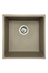 Fregadero GraniteMy Universal de granito taupe de 40x40 cm de montaje sobre encimera, bajo encimera y enrasado con tapón de acero inoxidable 1208967211
