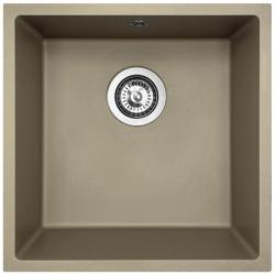 Fregadero GraniteMy Universal de granito taupe de 40x40 cm de montaje sobre encimera, bajo encimera y enrasado con tapón de acero inoxidable 1208967211
