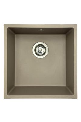 GraniteMy Universal granite taupe sink 40x40 cm top-mounted undermount and flush-mount with stainless steel plug 1208967211