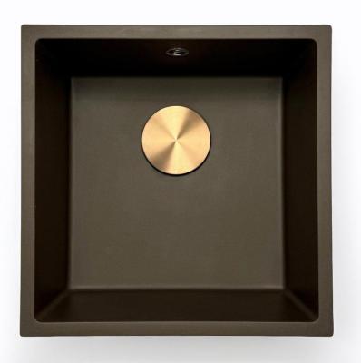 GraniteMy Universal granite café sink 40x40 cm top-mounted, undermount and flush-mount with stainless steel plug 1208967212