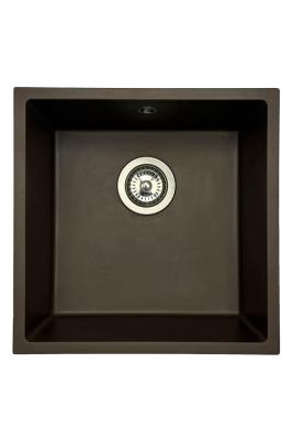 GraniteMy Universal granite café sink 40x40 cm top-mounted, undermount and flush-mount with stainless steel plug 1208967212
