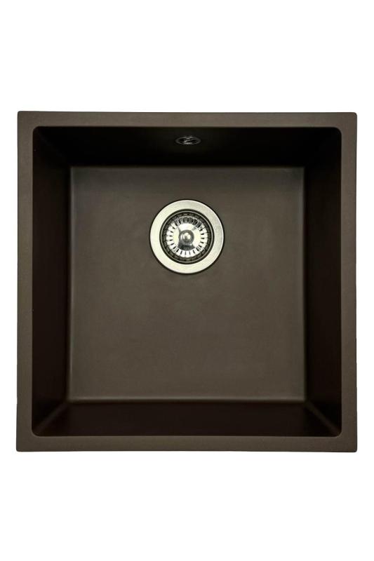 Fregadero GraniteMy Universal de granito para cafetería de 40x40 cm de montaje sobre encimera, bajo encimera y enrasado con tapón de acero inoxidable 1208967212