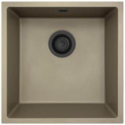 Fregadero GraniteMy Universal de granito taupe de 40x40 cm de montaje sobre encimera, bajo encimera y enrasado con tapón negro 1208967213
