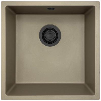 GraniteMy Universal granite taupe sink 40x40 cm top-mounted undermount and flush-mount with black plug 1208967213