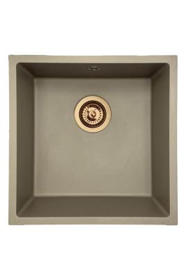 GraniteMy Universal granite taupe sink 40x40 cm top-mounted undermount and flush-mount with copper plug 1208967214