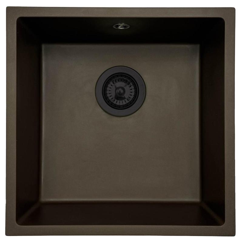 Fregadero GraniteMy Universal de granito para cafetería de 40x40 cm de montaje sobre encimera, bajo encimera y enrasado con tapón negro 1208967216