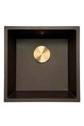 Fregadero GraniteMy Universal de granito para cafetería de 40x40 cm de montaje sobre encimera, bajo encimera y enrasado con tapón de cobre 1208967217