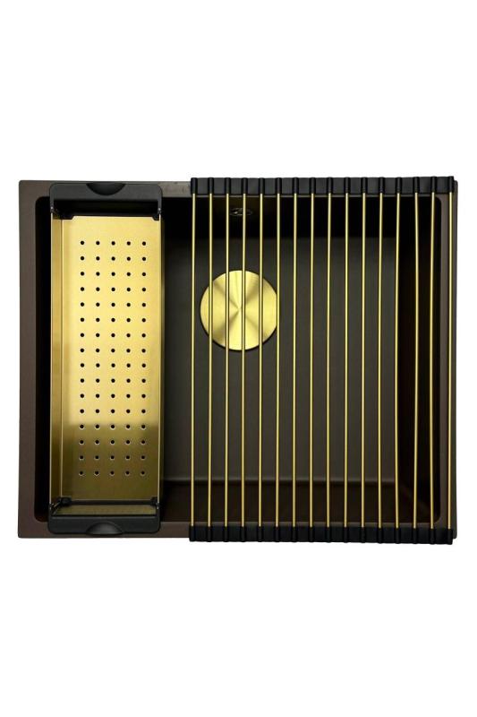 Fregadero GraniteMy Universal de granito para cafetería de 50x40 cm de montaje sobre encimera, bajo encimera y enrasado con tapón de gota 1208967230