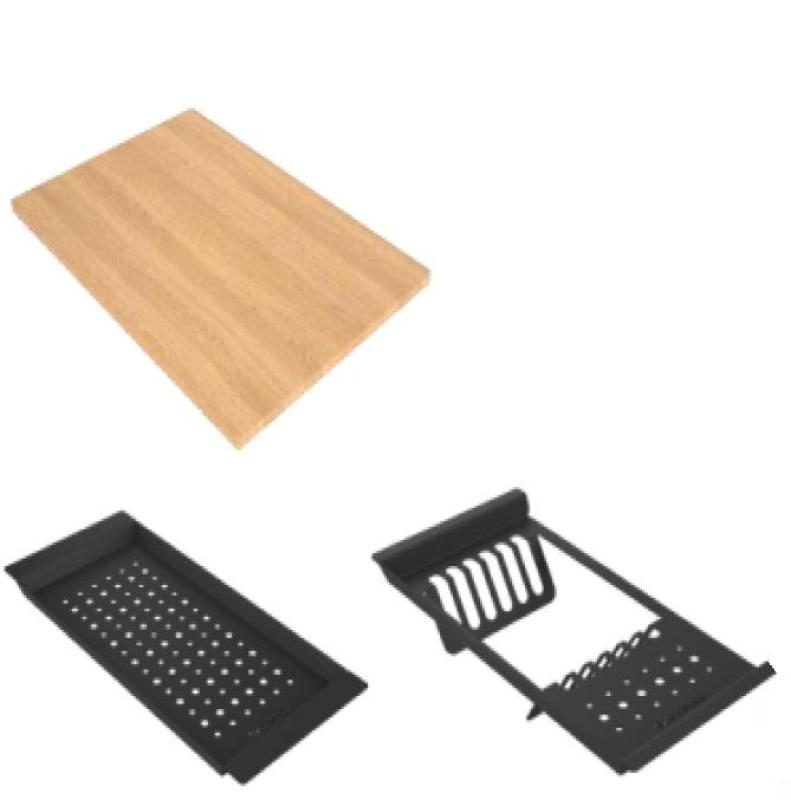 GraniteMy Fregadero de granito para encimera 56x48 cm negro con tapón negro, incluye accesorios 1208967233