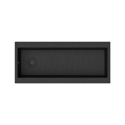GraniteMy Trog granite very large black sink 116x50 cm black top-mounted with tap hole bench with black plug 1208967237