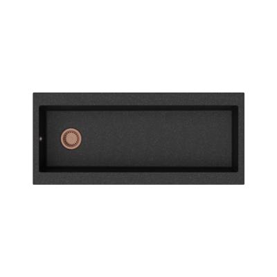 GraniteMy Trog granite very large black sink 116x50 cm black top-mounted with tap hole bench with copper plug 1208967238