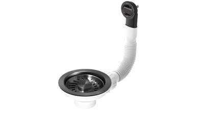 Granitemy basket strainer set PVD brushed gun metal, sink drain set incl. round overflow 1208967253