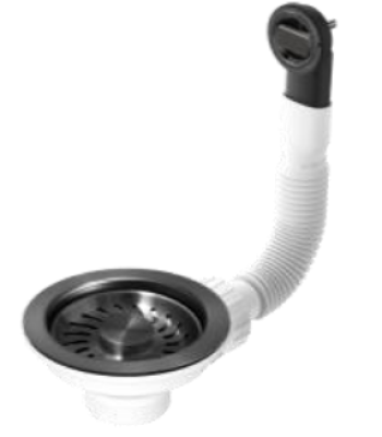 Granitemy basket strainer set PVD brushed gun metal, sink drain set incl. round overflow 1208967253