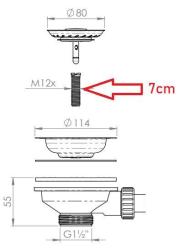 Granitemy tornillo hueco de 7 cm M12x70mm para extender el conjunto de espiga de canasta para materiales gruesos 1208967255