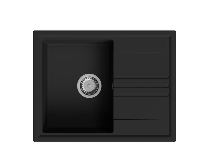 Mi Vesi construcción de granito lavabo negro 64x50cm con escurridor reversible con tapón de acero inoxidable 1208967280