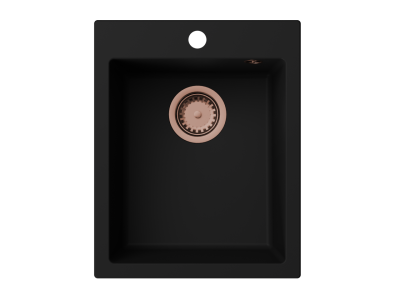 GraniteMy Bremen granite sink 40x50 cm black top-mounted, undermounted and flush-mount with tap hole bench with copper plug 1208967283