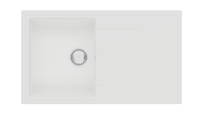 GraniteMy Vesi granite built-in white sink 86x50cm with draining reversible with stainless steel plug 1208967291