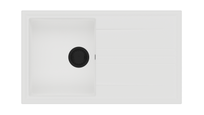 GraniteMy Vesi granite build-up white sink 86x50cm with draining reversible with black plug 1208967292