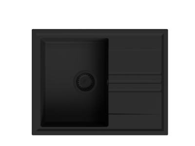 GraniteMy Vesi granite built-in black sink 64x50cm with reversible draining board and black plug 1208967295