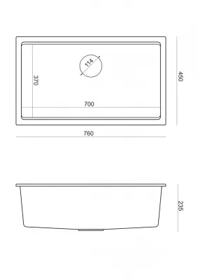 Quadri Newport II white granite inset and undermount sink with manual siphon 76x45cm with golden plug 1208967305