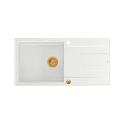 Quadri Luton fregadero de granito blanco con escurridor reversible 100x50cm con tapón de cobre 1208967318
