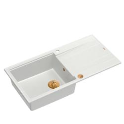 Quadri Luton fregadero de granito blanco con escurridor reversible 100x50cm con tapón de cobre 1208967318