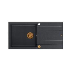 Quadri Luton fregadero de granito antracita con escurridor reversible 100x50cm con tapón de cobre 1208967321