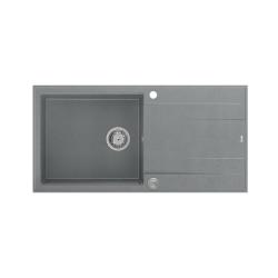 Quadri Luton fregadero gris de granito sobre encimera con escurridor reversible 100x50cm con tapón de acero inoxidable 1208967323