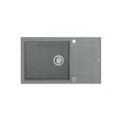 Quadri Luton fregadero grande de granito gris con escurridor reversible 86x50cm con tapón de acero inoxidable 1208967330.