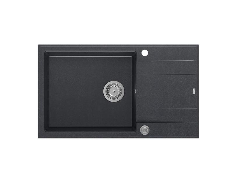 Quadri Luton fregadero grande de granito antracita de montaje superior con escurridor reversible 86x50cm con tapón de acero inoxidable 1208967333