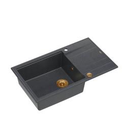 Quadri Luton fregadero grande de granito antracita con escurridor reversible 86x50cm con tapón de cobre 1208967335