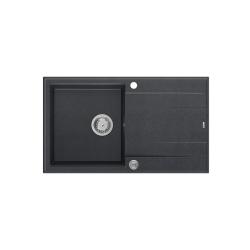Quadri Luton fregadero de granito antracita con escurridor reversible de 86x50cm con tapón de acero inoxidable 1208967343