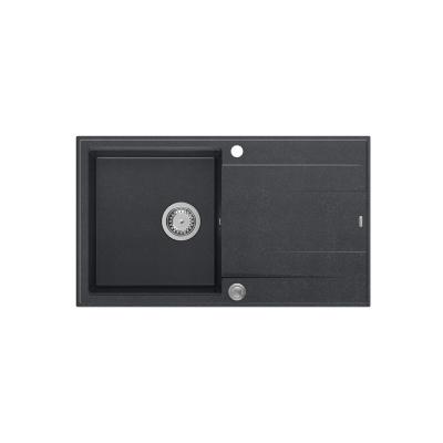 Quadri Luton anthracite granite Inset Kitchen Sink with draining board reversible 86x50cm with stainless steel plug 1208967343