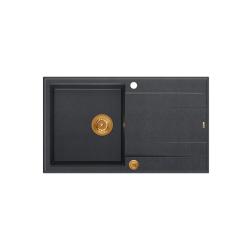 Quadri Luton fregadero de granito antracita sobre encimera con escurridor reversible 86x50cm con tapón de cobre 1208967345