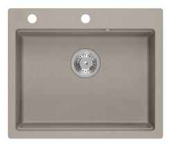 Quadri Durban fregadero sobre encimera de granito taupe 595x500 con dispensador de jabón, tabla de cortar y esterilla enrollable 1208967376