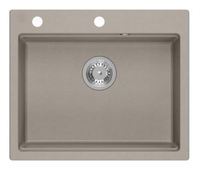 Quadri Durham taupe granite countertop sink 595x500 with soap dispenser, cutting board, insert sink and roll mat 1208967376