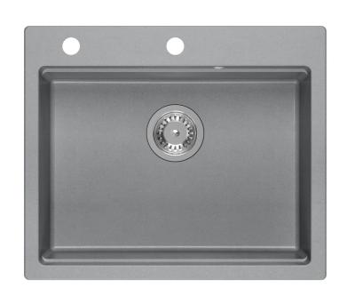 Quadri Durham gray granite built-in sink 595x500 with soap dispenser, cutting board, insert sink and roll mat 1208967378