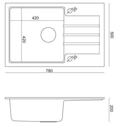 Quadri Cardigan anthracite granite inset sink with drainer reversible 78x50cm 1208967383