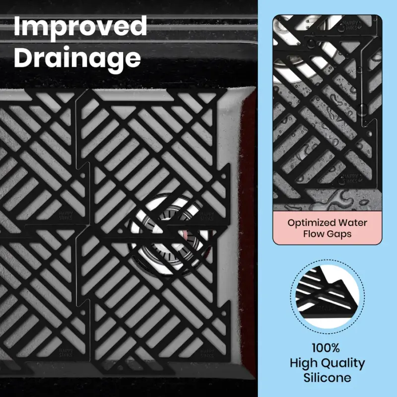 Magisso Happy Sink Puzle protector de fondo negro 4 piezas para fregadero negro 32,5 x 32,5 cm 1208967385