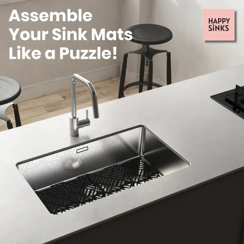 Magisso Happy Sink Puzle protector de fondo negro 4 piezas para fregadero negro 32,5 x 32,5 cm 1208967385