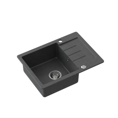 Quadri Kendal anthracite granite inset sink with drainer 60x44cm reversible 1208967400