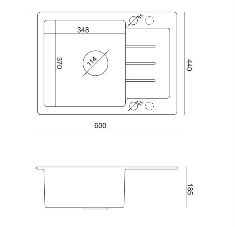 Fregadero Quadri Kendal de granito beige arena con escurridor 60x44cm reversible 1208967402